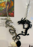 Dragon Black & Silver Obsidian Agate Necklace