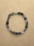 Tourmalinated Quartz Crystal Beaded Bracelet