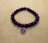 Charoite Crystal Bracelet with Heart Charm
