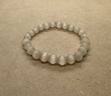 Beige Cat's Eye Crystal Beaded Bracelet