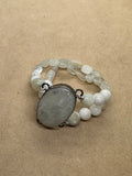 Moonstone set in 925 Silver with Rose Quartz Heart Charm and Moonstone Crystal Beaded Bracelet