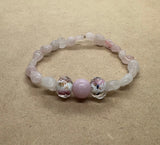 Rose Quartz Crystal with Murano Centrepiece Bracelet