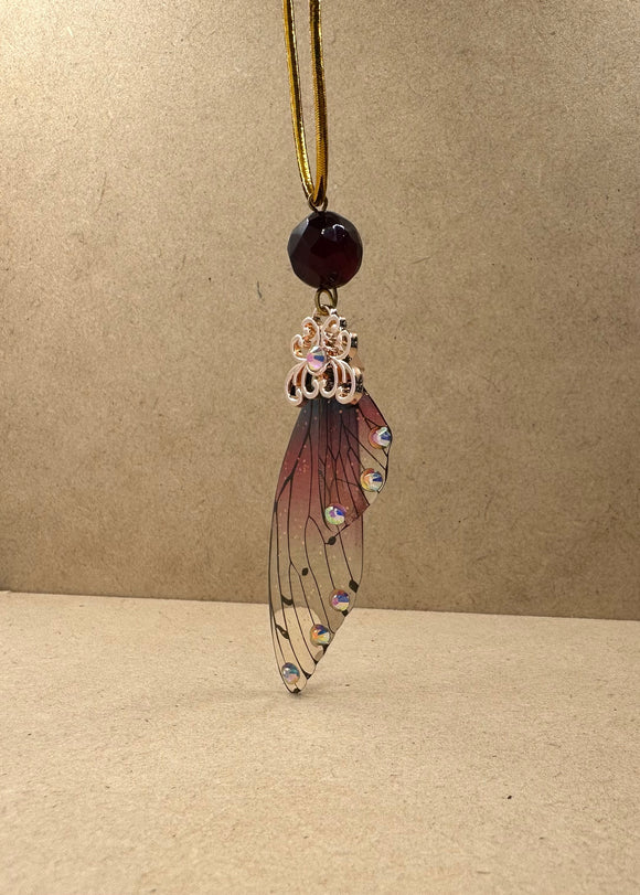 Fairy Wing with Pink Agate Pendant