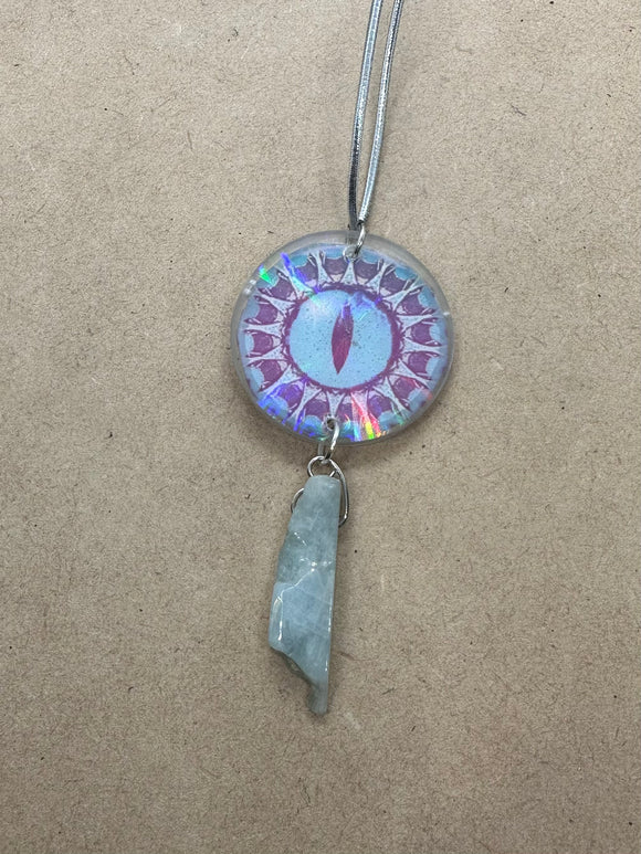 Evil Eye Orgone Necklace with Aquamarine