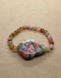 Watermelon Tourmaline with Agate Centrepiece Crystal Bracelet