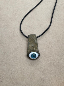 Handmade Gold Aura Quartz with Evil Eye Necklace