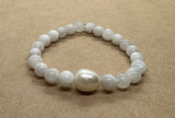 Moonstone Crystal Beaded Bracelet with Pearl Centrepiece