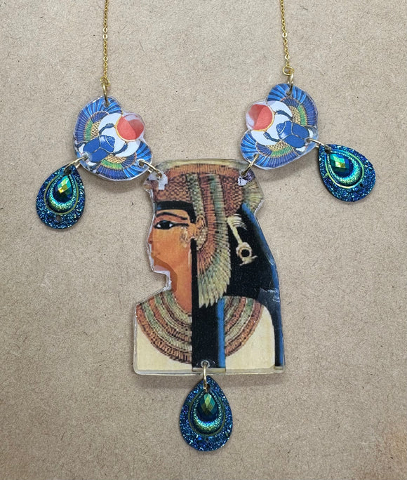 Large Handmade Orgone Cleopatra Scarab Necklace