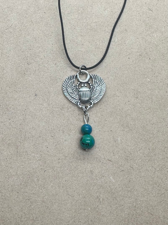 Scarab Chrysocolla Necklace