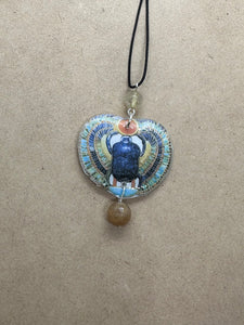 Handmade Scarab Orgone and Citrine Necklace