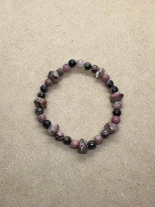 Rhodonite Crystal Beaded Bracelet
