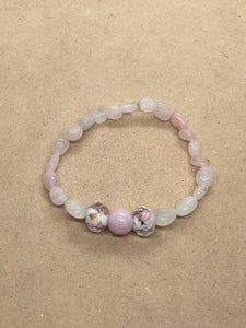 Rose Quartz Crystal with Murano Centrepiece Bracelet