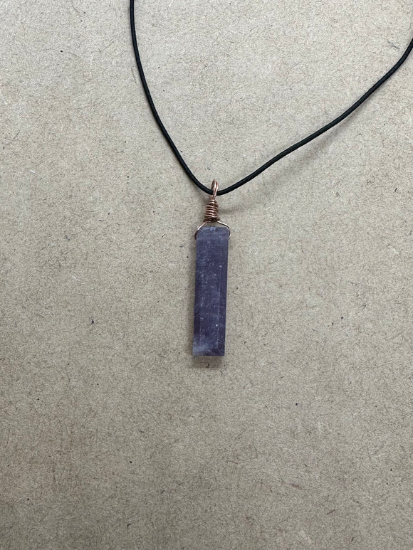 Copper Wired Lepidolite Crystal Necklace