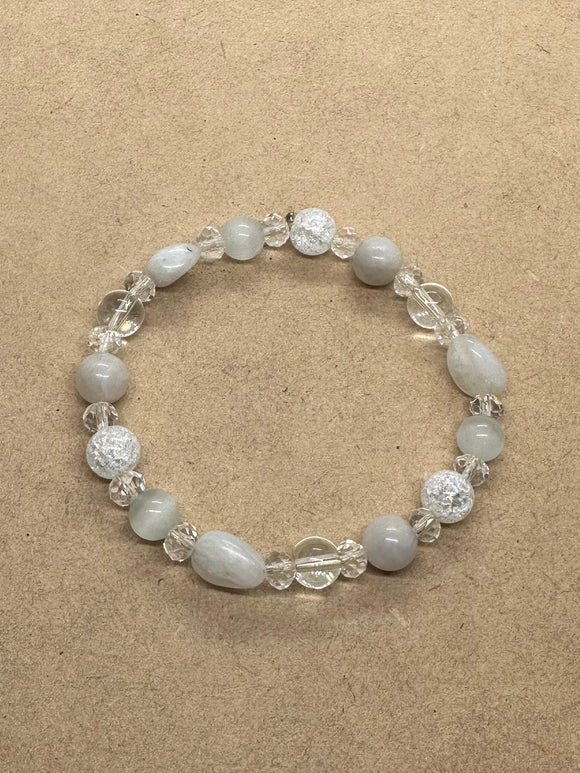 Clear Quartz, White Agate & White Cat’s Eye Empath Bracelet