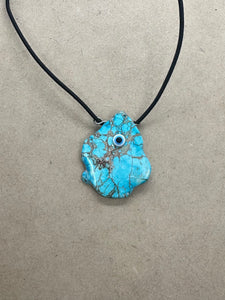 Imperial Jasper Crystal Slab & Evil Eye Necklace