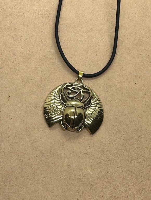 Gold Tone Scarab Necklace