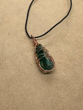 Copper Wired Green Obsidian Pendant