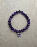 Charoite Crystal Bracelet with Heart Charm