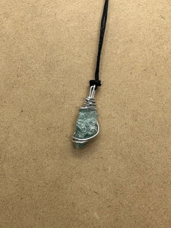 Wired Green Obsidian Pendant