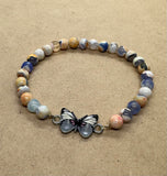 Blue Fire Agate with Butterfly Centrepiece Bracelet