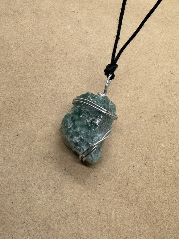 Wired Green Obsidian Pendant