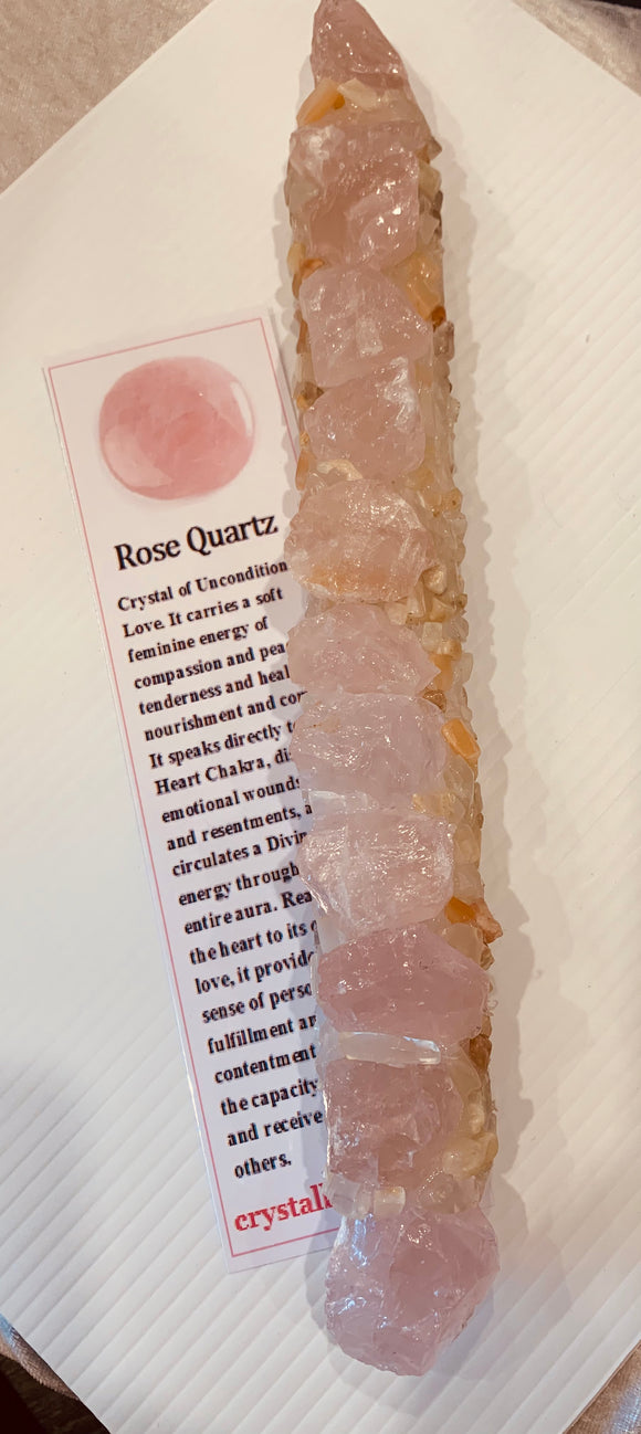 Rose Quartz & Peach Moonstone Wand 36cm