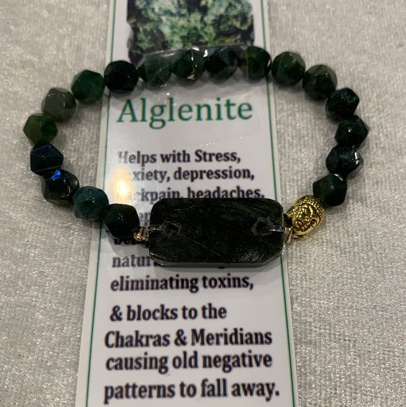 Alglenite bracelet with Moss Agate