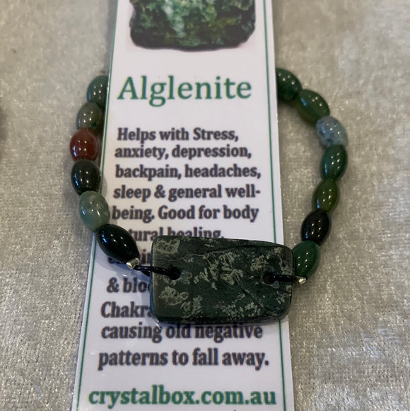 Alglenite Bracelet with Indian Agate beads