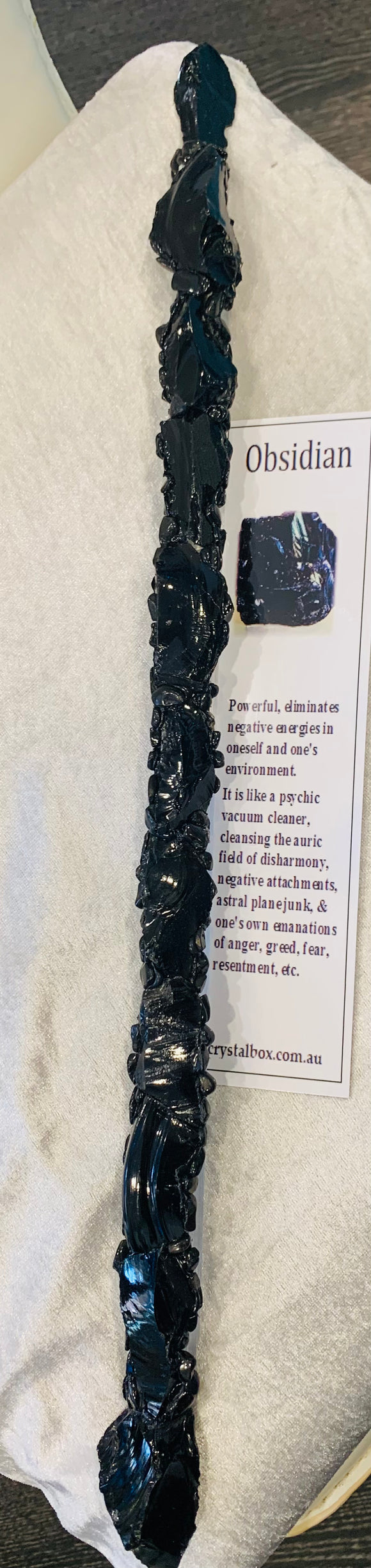 Obsidian and Selenite Wand 55cm