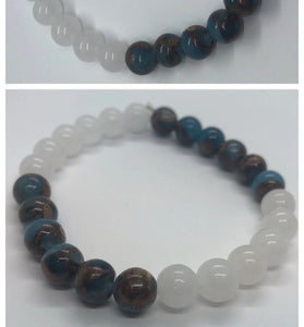 Moonstone Crystal & Blue Jasper Crystal Beaded Bracelet