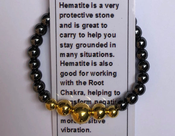 Black and Gold Hematite Crystal Beaded Bracelet