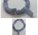 Blue Lace Agate Beaded Bracelet with Blue Lace Agate Pillar