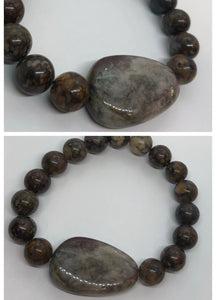 Brown Ocean Jasper  Bracelet with Agate Centrepiece