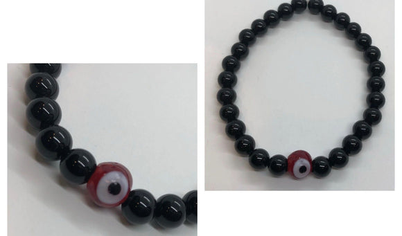 Black Obsidian Crystal Beaded Protection with Red Evil Eye 🧿