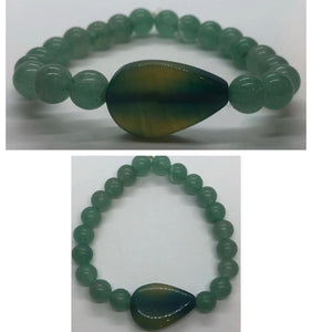 Green Aventurine Crystal Bracelet with Green Agate Crystal Centrepiece