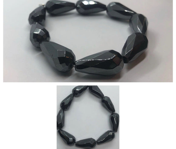 Hematite Crystal Drops Beaded Bracelet