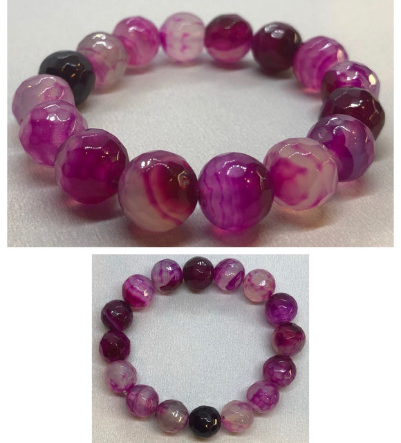 Pink Agate Crystal Beaded Bracelet
