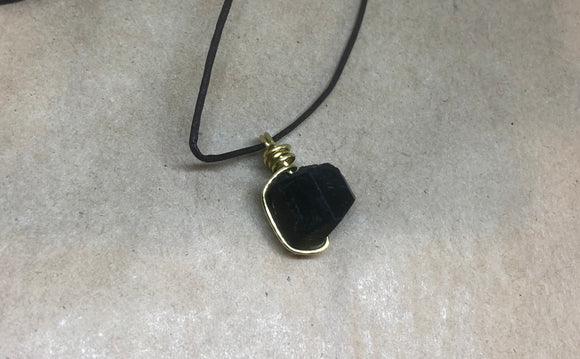 Raw Black Tourmaline Crystal Necklace
