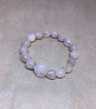 Rose Quartz Crystal Beaded Bracelet with Heart Charm