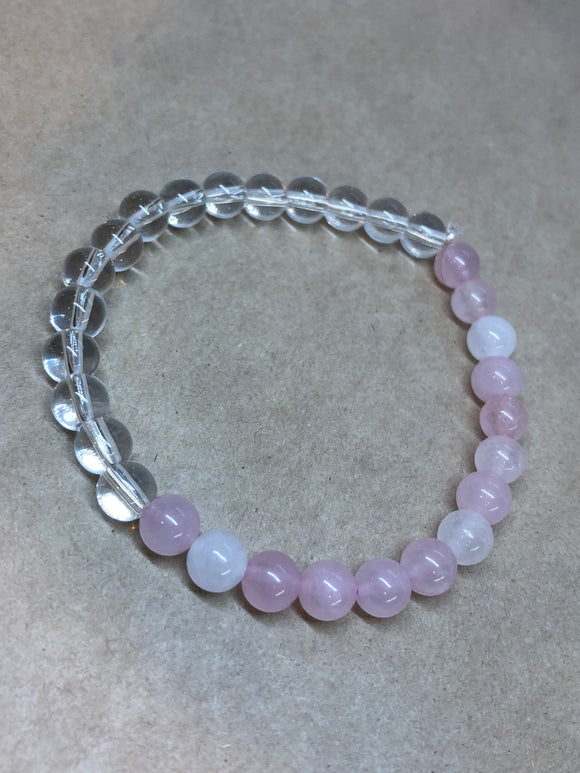 Rose Quartz & Clear Quartz Crystal Beaded Bracelet