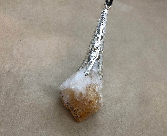 Raw Natural Citrine Crystal Point Pendant