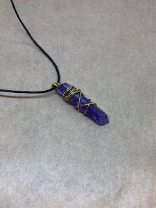 Purple Aura Quartz Crystal Necklace