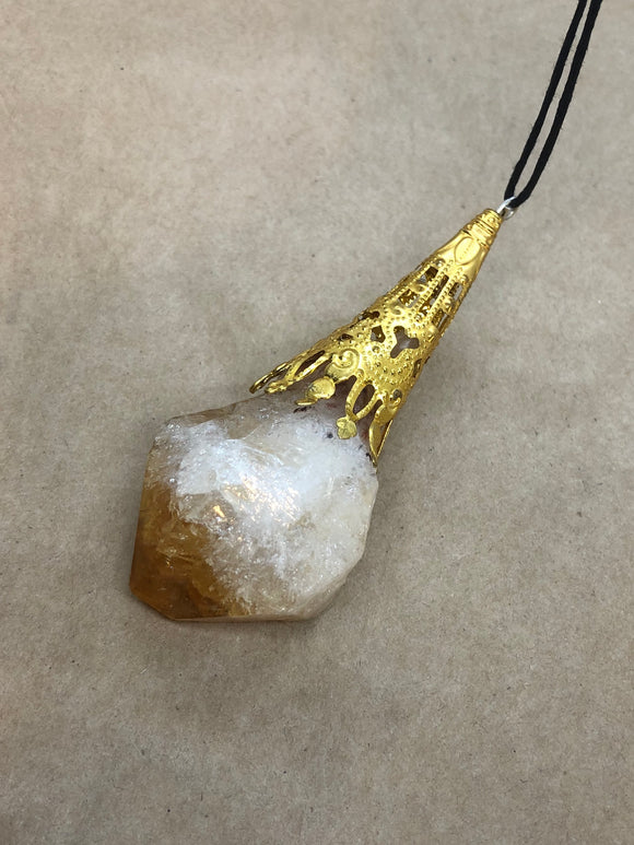 Raw Natural Citrine Crystal Point Pendant