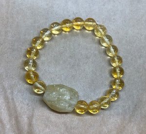 Citrine Crystal Beaded Bracelet with Faceted Citrine Centrepiece