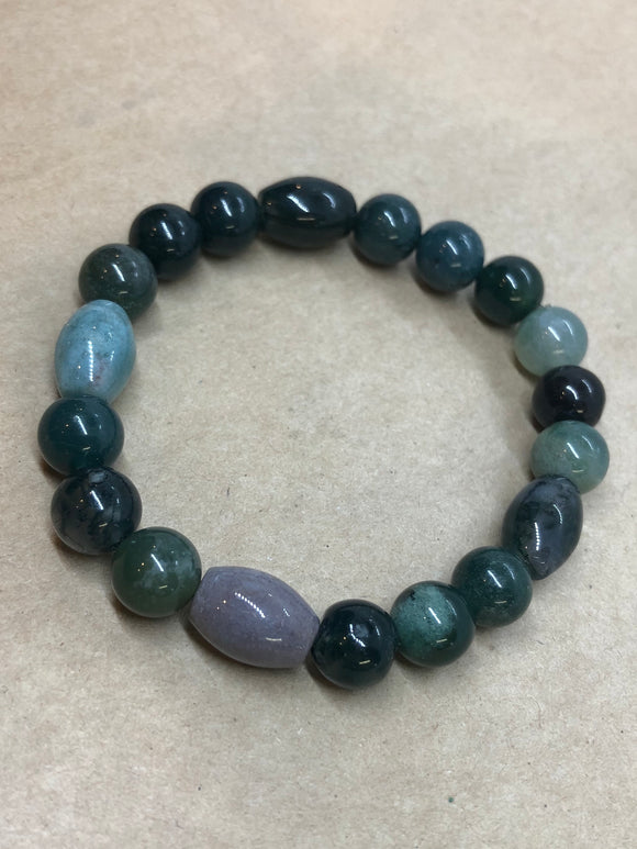 Indian Agate Crystal Beaded Bracelet