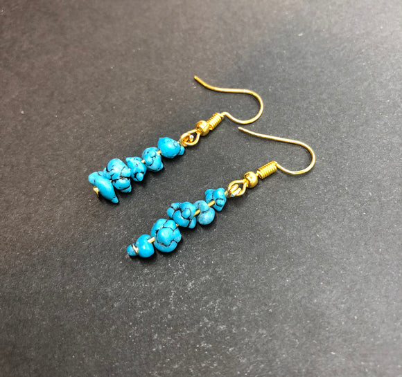 Natural Turquoise Crystal Beaded Earrings