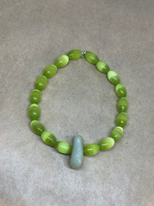 Green Cat’s Eye with Green Jade Centrepiece