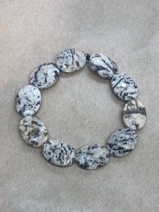 Faceted Feldspar & Tourmaline Crystal Beaded Bracelet