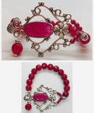 Ruby Bracelet set in 925 Silver with Ruby Beaded Bracelet