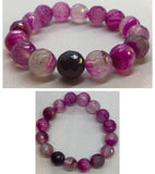 Pink Agate Crystal Beaded Bracelet